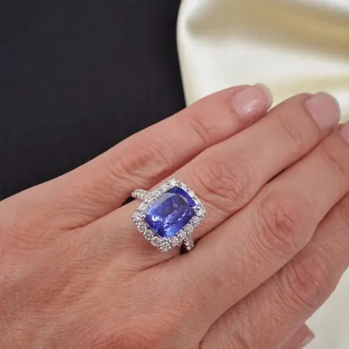 Bague de fiançailles en or 18 carats diamant naturel 6,16 ct taille coussin