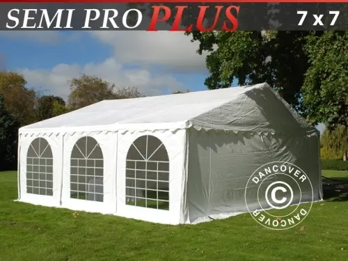 Partyzelt SEMI PRO Plus 7x7m PVC, Weiß à Zurich