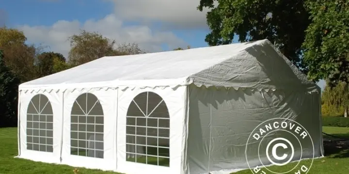 Partyzelt SEMI PRO Plus 7x7m PVC, Weiß