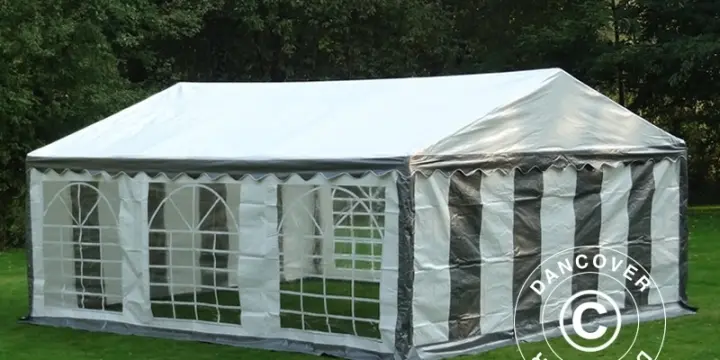 Partyzelt PLUS 5x6m PE, Grau/Weiß