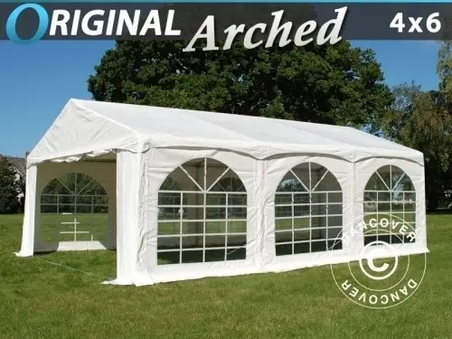 Partyzelt Original 4x6m PVC, "Arched", Weiß à Zurich