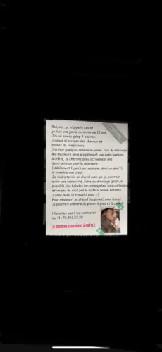 Recherche d'une demi pension, équitation à Genève