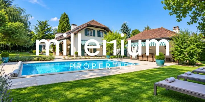 Maison de style classique avec piscine au coeur d'un magnifique jardin
