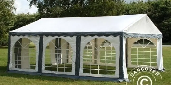 Partyzelt Original 3x6m PVC, Grau/Weiß