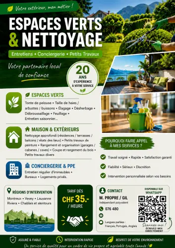 Entretiens espace vert / Nettoyages  Jardins/Maisons