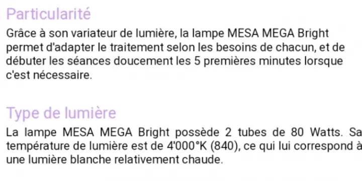 Lampe innosol Mesa luminothérapie