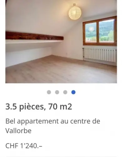 Appartement 3.5 pièces sous les toits à Vallorbe