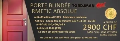 Installation bloc porte blindée Tordjman à Prilly