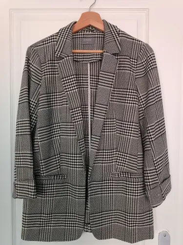 Blazer Oasis, taille S. Gris avec motif pied de poule.