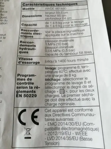 Lave linge l'avant sechante  44 Châteaubriant à Genève