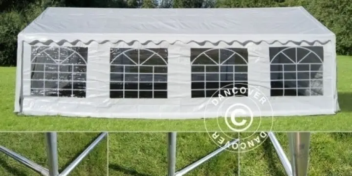 Partyzelt PLUS 5x8m PE, Weiß + Grundrahmen