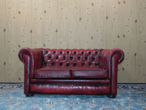 2-Sitzer Chesterfield Sofa, Vintage in braunem Leder à Brescia