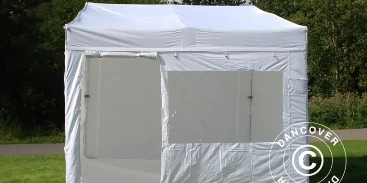 Faltzelt FleXtents PRO Trapezo 2x3m Weiß, mit 4 wänden