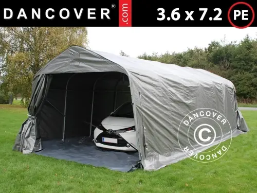 Zeltgarage PRO 3,6x7,2x2,68m PE, mit Bodenplane, Grau à Zurich
