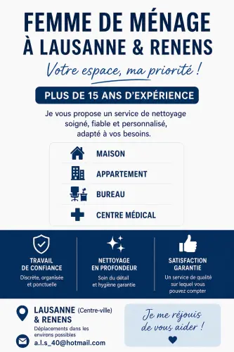 Femme de ménage polyvalente à Renens VD