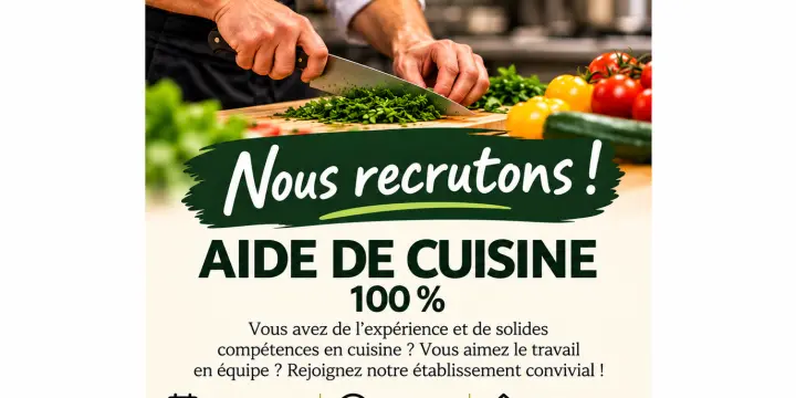 AIDE DE CUISINE – 100 %