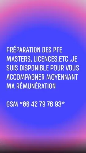 Encadrement Réalisation des PFE masters licences à rabat