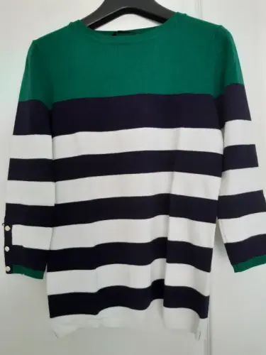 Pull à rayures Stradivarius, taille S Vert, blanc, bleu à Genève