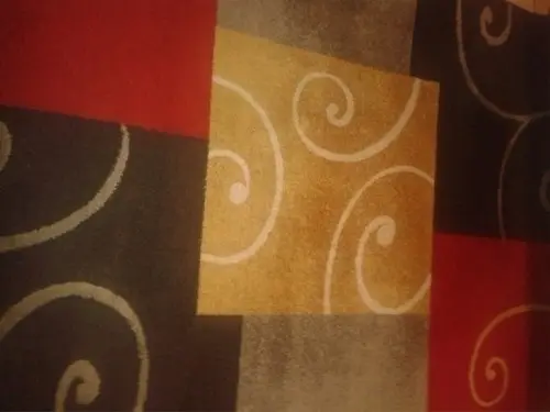 Grand tapis rouge, jaune, gris