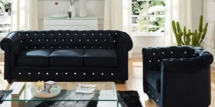 Canapé et fauteuil noir NEUF URGENT