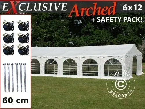 Partyzelt Exclusive 6x12m PVC, "Arched", Weiß à Zurich