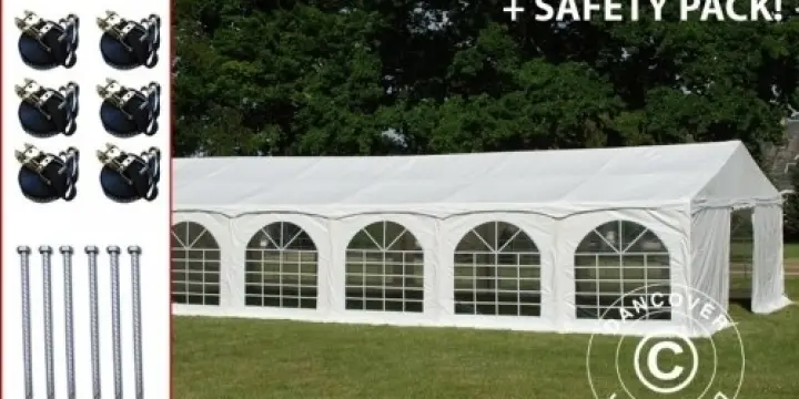 Partyzelt Exclusive 6x12m PVC, "Arched", Weiß