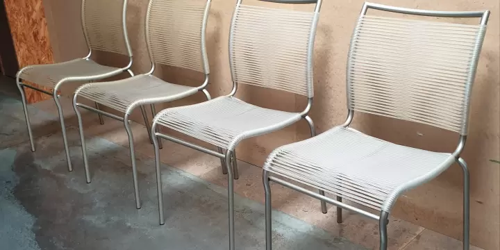 4 chaises Spaghetti vintage transparente