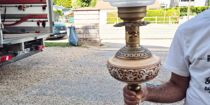 Grande lampe en laiton/ceramique