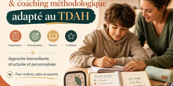 Appui scolaire et coaching méthodologique adapté au TDAH