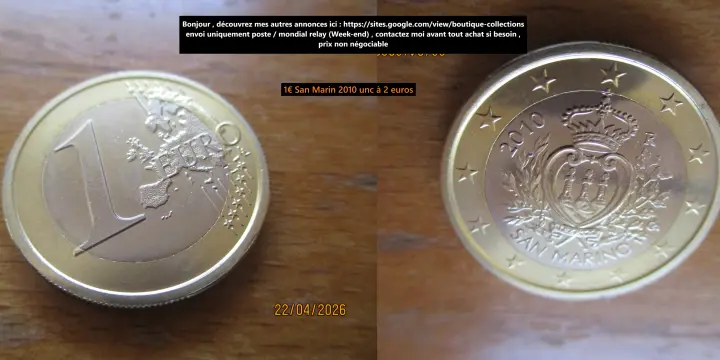 1 euro San Marin 2010 unc à 2 €
