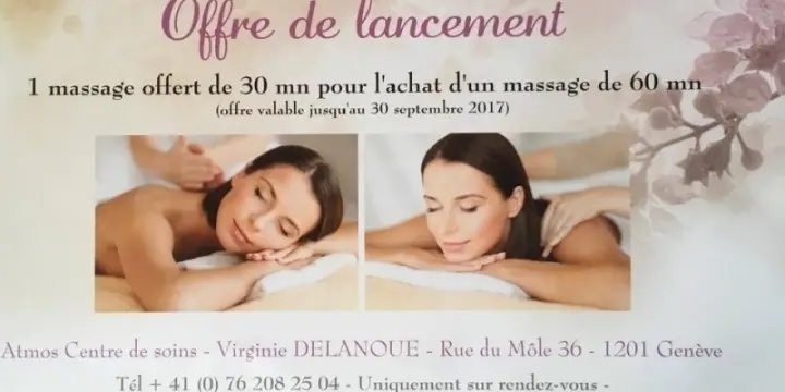 1 massage de 30 mn offert pour l'achat d'un massage d' 1 heure