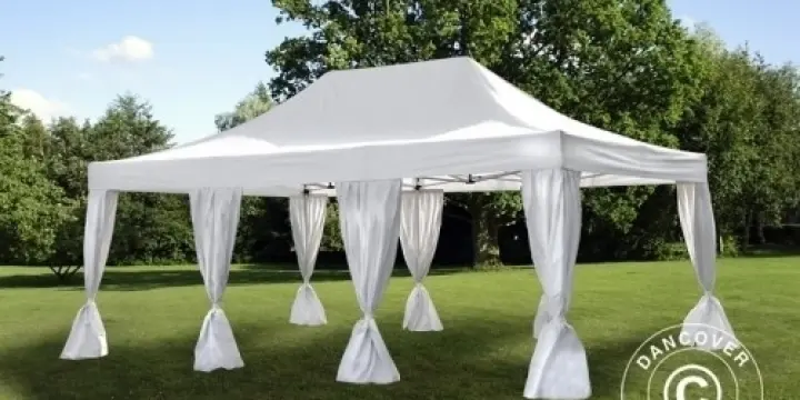 Faltzelt FleXtents PRO 4x6m Weiß, mit 8 Vorhänge