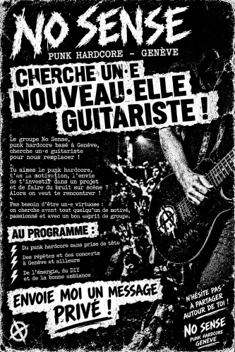 Cherche un(e) nouveau(elle) guitariste pour groupe de Punk-Hardcore