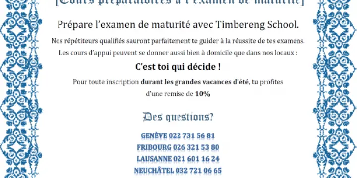 Cours préparatoires à l'examen de maturité fédérale
