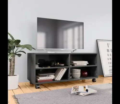 Meuble TV avec roulettes Gris brillant Aggloméré à geneve