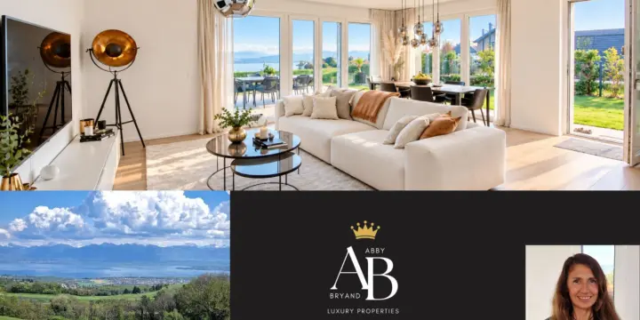 En exclusivité - Vue panoramique sur le lac et les montagnes, terrasse et jardin