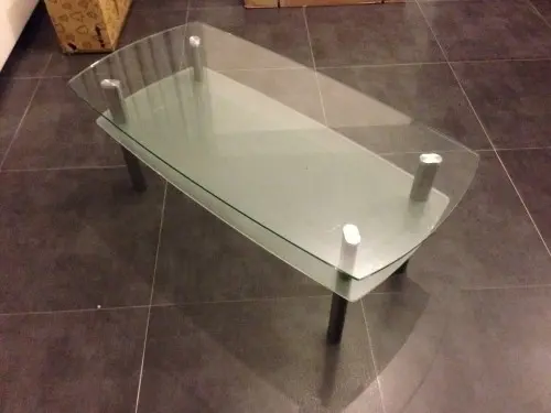 table basse en verre  à bulle