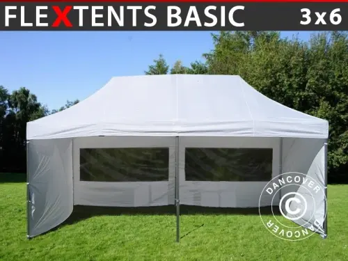 Faltzelt FleXtents Basic, 3x6m Weiß, mit 6 wänden à Zurich