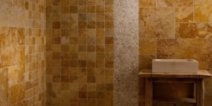 Carrelage GOLDEN en travertin jaune