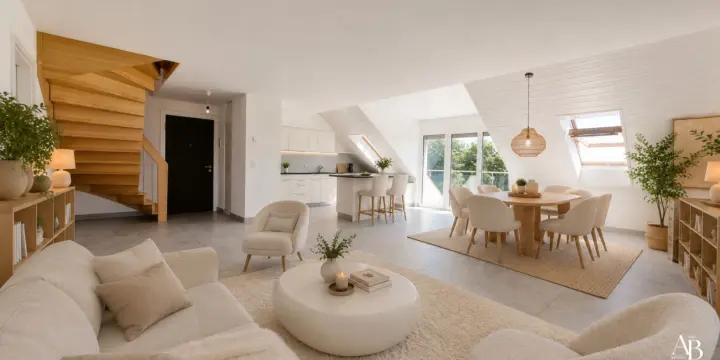En exclusivité, Duplex vue lac et Mont-Blanc, centre Village à Arzier