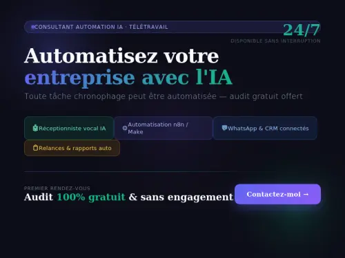 Automatisation IA pour PME – Réceptionniste vocal, n8n, Make – Télétravail à Trappes