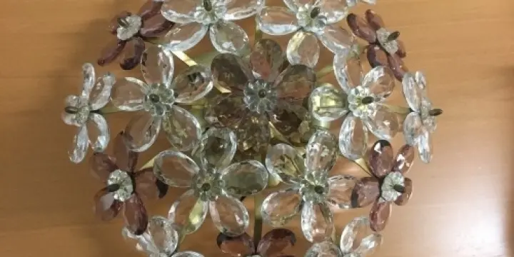 Plafonnier  fleurs en pendeloque cristal