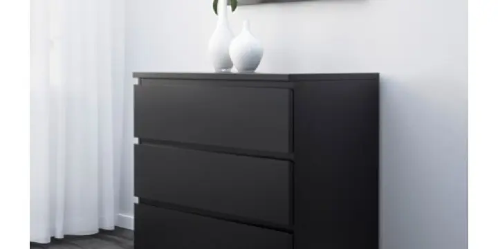 Commode malm ikéa 3 tiroirs - brun noir