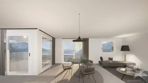 Appartement 3,5 pces de 96m2 avec jardin de 53m2 et 2 places de parc à Saxon