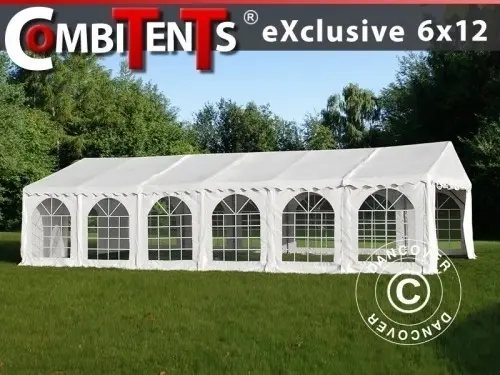 Partyzelt, Exclusive CombiTents® 6x12m 4-in-1, Weiß à Zurich