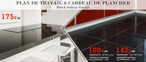 Plan de travail noire de granite galaxie à PARIS