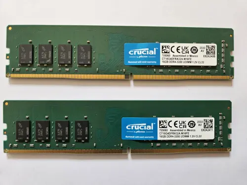 Crucial 32 Go, 2 × 16 Go DDR4 3200 pour PC fixe