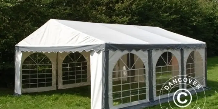 Partyzelt Original 4x6m PVC, Grau/Weiß