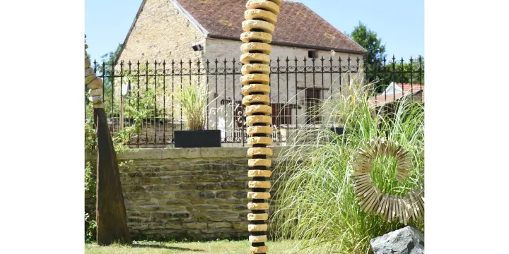 Sculpture Monumentale Travertin Ardoise - Décoration Maison Statue Aménagement Jardin Terrasse