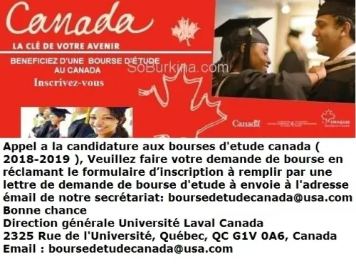 UNIVERSITE LAVAL CANADA / OFFRE BOURSE D'ETUDE 2018 à Québec